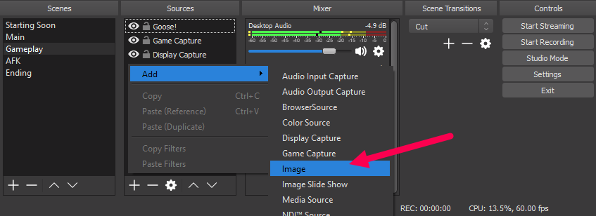 how to add an overlay to obs studio