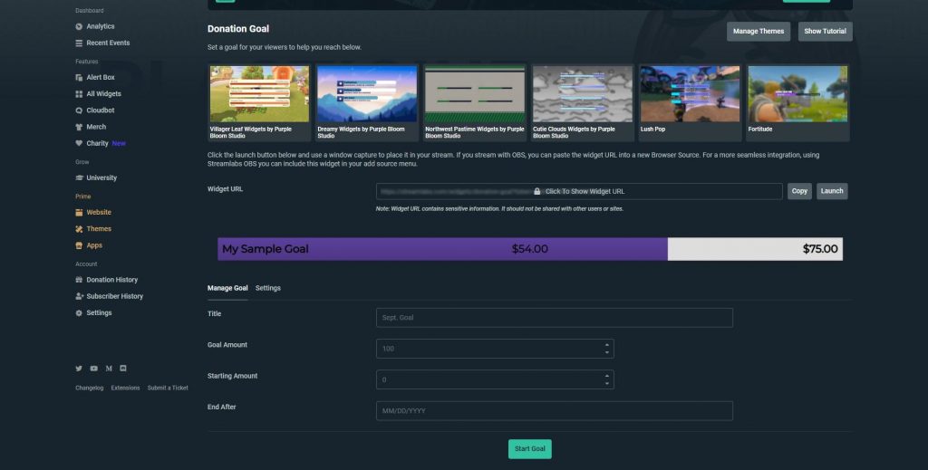 set up donations on streamlabs