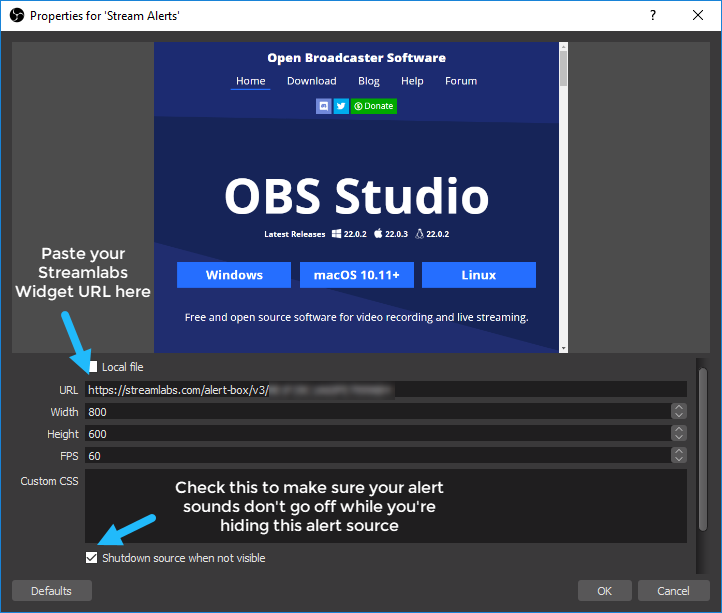 obs studio alerts