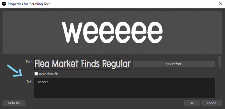 obs studio text scroll